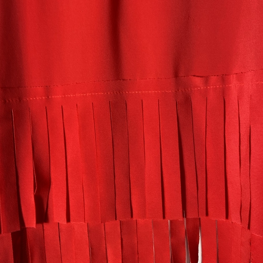 Attitudes by Renee Como Jersey Fringe Jacket Cardigan Topper Tomato Red M New - Picture 4 of 14